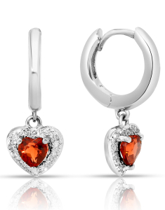 Cercei dama diamant aur, Cercei Bbee aur 14 kt rotunzi cu diamante si granate BB75622W1-GR4WT, bb-shop.ro