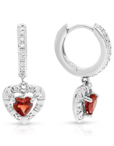 Cercei dama diamant aur, Cercei Bbee aur 14 kt rotunzi cu diamante si granate BB77563E1-GR4WT, bb-shop.ro