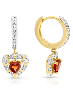 Cercei dama diamant aur, Cercei Bbee aur 14 kt rotunzi cu diamante si granate BB77563E1-GR4YT, bb-shop.ro