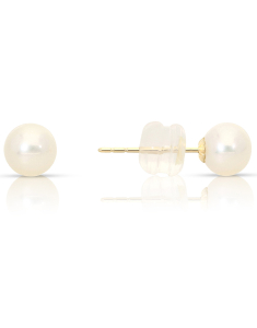Bijuterii perla de cultura aur, Cercei aur 14 kt stud cu perle de cultura EEHH01-FWP5.5-6-Y-14K, bb-shop.ro