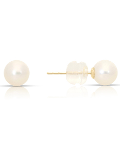 Bijuterii perla de cultura aur, Cercei aur 14 kt stud cu perle de cultura EEHH01-FWP6-6.5-Y-14K, bb-shop.ro