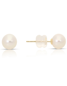 Bijuterii perla de cultura aur, Cercei aur 14 kt stud cu perle de cultura EEHH01-FWP6.5-7-Y-14K, bb-shop.ro