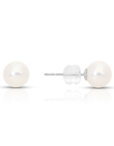 Bijuterii perla de cultura aur, Cercei aur 14 kt stud cu perle de cultura EEHH01-FWP7-7.5-W-14K, bb-shop.ro