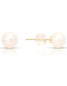 Bijuterii perla de cultura aur, Cercei aur 14 kt stud cu perle de cultura EEHH01-FWP7.5-8-Y-14K, bb-shop.ro