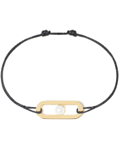 Bratari, Bratara Dinh Van Maillon snur textil cu aur 18 kt si perla de cultura 360001-Y, bb-shop.ro