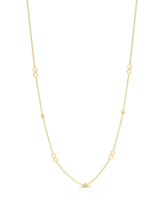 Coliere dama BIJUTERII AUR 9 KT, Colier aur 9 kt cu infinit si sfere RK009-CL-Y, bb-shop.ro