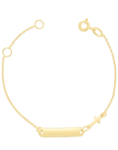 Bratari copii LILU aur, Bratara copii Lilu aur 9 kt cu placuta si cruciulita RK001-BR3-Y, bb-shop.ro