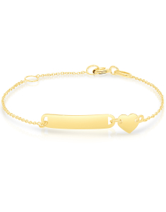 Bratari LILU, Bratara copii Lilu aur 9 kt cu placuta si inimioara RK001-BR4-Y, bb-shop.ro