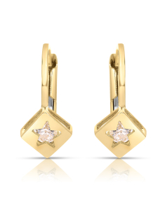 Bijuterii copii LILU aur, Cercei copii Lilu aur 14 kt cu cubic zirconia si steluta, bb-shop.ro