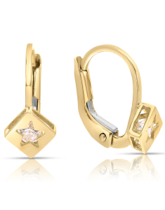 Bijuterii copii LILU aur, Cercei copii Lilu aur 14 kt cu cubic zirconia si steluta, bb-shop.ro
