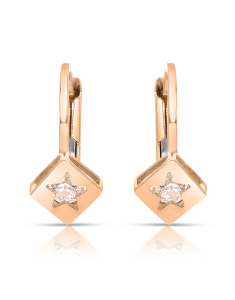 Bijuterii copii LILU aur, Cercei copii Lilu aur 14 kt cu cubic zirconia si steluta, bb-shop.ro