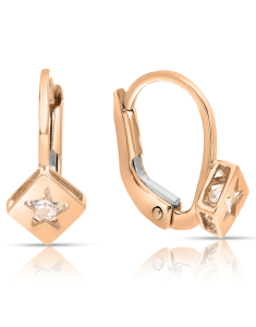 Bijuterii copii LILU aur, Cercei copii Lilu aur 14 kt cu cubic zirconia si steluta, bb-shop.ro