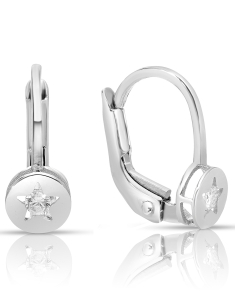Bijuterii copii LILU aur, Cercei copii Lilu aur 14 kt cu cubic zirconia si steluta, bb-shop.ro