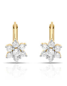 Bijuterii copii cubic zirconia, Cercei copii Lilu aur 14 kt cu cubic zirconia si floricica, bb-shop.ro