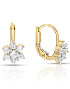 Bijuterii copii cubic zirconia, Cercei copii Lilu aur 14 kt cu cubic zirconia si floricica, bb-shop.ro