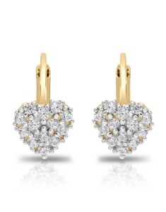 Cercei LILU aur, Cercei copii Lilu aur 14 kt cu cubic zirconia si inimioara, bb-shop.ro