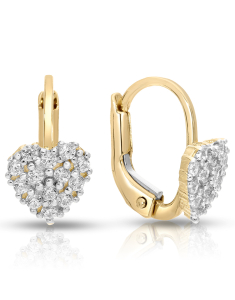 Cercei LILU aur, Cercei copii Lilu aur 14 kt cu cubic zirconia si inimioara, bb-shop.ro