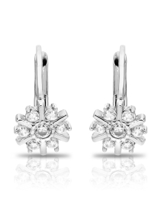 Bijuterii copii LILU, Cercei copii Lilu aur 14 kt cu cubic zirconia si fulg de nea, bb-shop.ro
