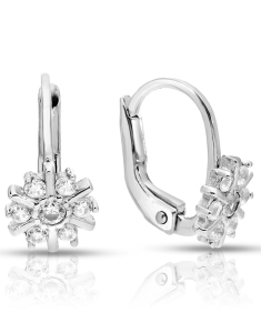 Bijuterii copii LILU, Cercei copii Lilu aur 14 kt cu cubic zirconia si fulg de nea, bb-shop.ro