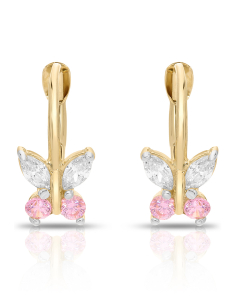 Bijuterii cu tortita cubic zirconia aur, Cercei copii Lilu aur 14 kt cu cubic zirconia si fluturas, bb-shop.ro