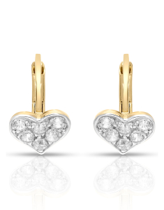 Cercei LILU aur, Cercei copii Lilu aur 14 kt cu cubic zirconia si inimioara, bb-shop.ro
