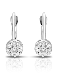 Bijuterii copii cubic zirconia, Cercei copii Lilu aur 14 kt cu cubic zirconia si floricica, bb-shop.ro