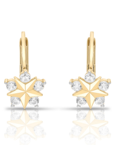 Bijuterii copii cubic zirconia LILU, Cercei copii Lilu aur 14 kt cu cubic zirconia si fulg de nea, bb-shop.ro