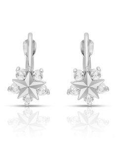 Bijuterii copii cubic zirconia, Cercei copii Lilu aur 14 kt cu cubic zirconia si fulg de nea, bb-shop.ro