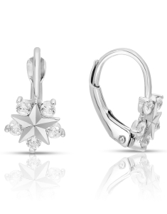 Bijuterii copii cubic zirconia, Cercei copii Lilu aur 14 kt cu cubic zirconia si fulg de nea, bb-shop.ro