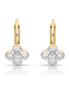 Bijuterii copii cubic zirconia, Cercei copii Lilu aur 14 kt cu cubic zirconia si floricica, bb-shop.ro