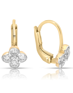 Bijuterii copii cubic zirconia, Cercei copii Lilu aur 14 kt cu cubic zirconia si floricica, bb-shop.ro