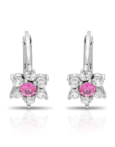 Bijuterii copii aur 14 kt cubic zirconia aur, Cercei copii Lilu aur 14 kt cu cubic zirconia si floricica, bb-shop.ro