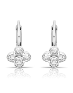 Bijuterii copii cubic zirconia, Cercei copii Lilu aur 14 kt cu cubic zirconia si floricica, bb-shop.ro