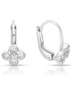 Bijuterii copii cubic zirconia, Cercei copii Lilu aur 14 kt cu cubic zirconia si floricica, bb-shop.ro