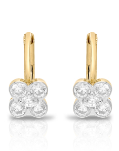Bijuterii copii cubic zirconia, Cercei copii Lilu aur 14 kt cu cubic zirconia si floricica, bb-shop.ro