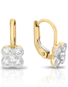 Bijuterii copii cubic zirconia, Cercei copii Lilu aur 14 kt cu cubic zirconia si floricica, bb-shop.ro