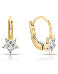 Bijuterii copii LILU aur, Cercei copii Lilu aur 14 kt cu cubic zirconia si steluta, bb-shop.ro