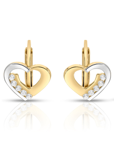 Cercei LILU aur, Cercei copii Lilu aur 14 kt cu cubic zirconia si inimioara, bb-shop.ro