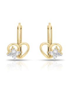 Cercei LILU aur, Cercei copii Lilu aur 14 kt cu cubic zirconia si floricica, bb-shop.ro