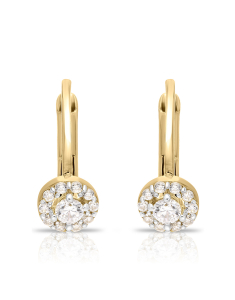 Bijuterii copii cubic zirconia, Cercei copii Lilu aur 14 kt cu cubic zirconia si floricica, bb-shop.ro