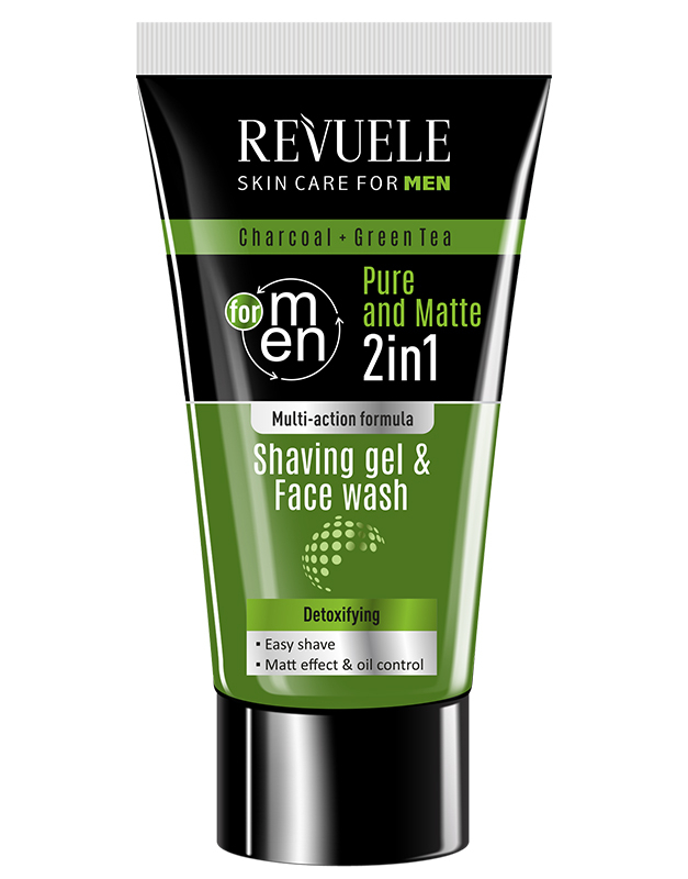 REVUELE Men Care Charcoal & Green Tea Shaving Gel & Face Wash 5060565100619, 01, bb-shop.ro