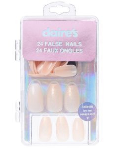 CLAIRE'S Simple Glitter Coffin Faux Nail Set - Nude 781054, 02, bb-shop.ro