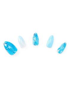 CLAIRE'S Blue Marble Swirl Coffin Vegan Faux Nail Set 077800, 001, bb-shop.ro