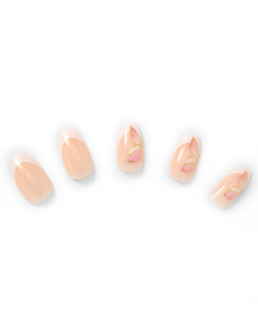 CLAIRE'S Pink French Butterfly Tip Coffin Vegan Faux Nail Set 775619, 001, bb-shop.ro