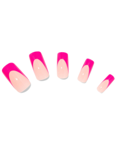 CLAIRE'S Hot Pink French Tip Long Square Vegan Faux Nail Set 849711, 001, bb-shop.ro