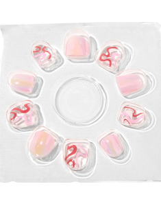 CLAIRE'S Club Pink Squiggle Square Press On Vegan Faux Nail Set 039297, 001, bb-shop.ro