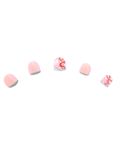 CLAIRE'S Club Pink Squiggle Square Press On Vegan Faux Nail Set 039297, 02, bb-shop.ro