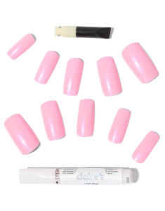 CLAIRE'S Glazed Pink Long Square Vegan Faux Nail Set 122549, 02, bb-shop.ro