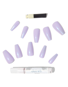 CLAIRE'S Glazed Lilac Coffin Vegan Faux Nail Set 121996, 02, bb-shop.ro