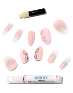 CLAIRE'S Butterfly Bling Glitter Stiletto Vegan Faux Nail Set 336826, 02, bb-shop.ro